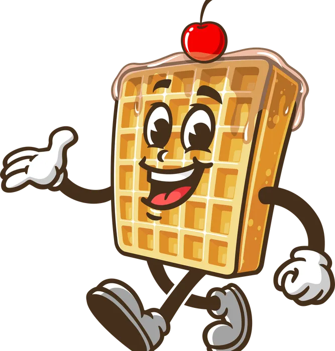 Cartoon waffle mascot